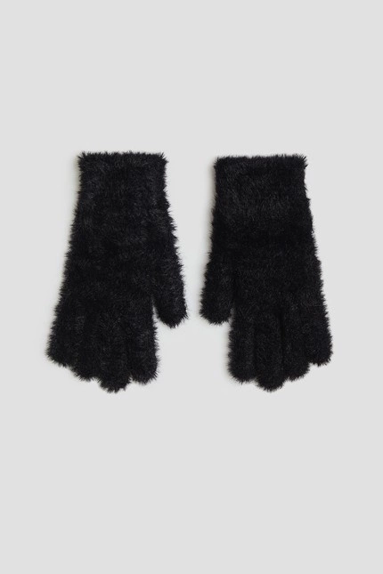 Futrzane rękawiczki czarne
