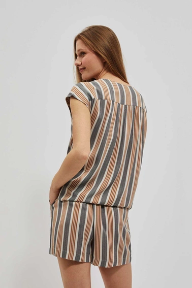 Koszulowa bluzka z wiązaniem piaskowa