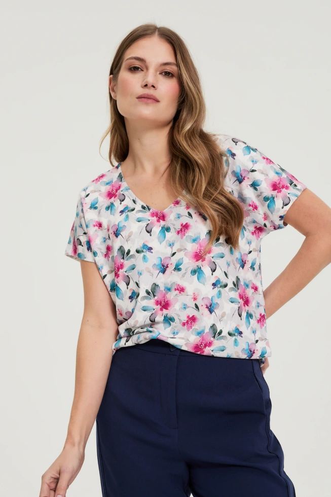 Bluzka z dekoltem w serek biała