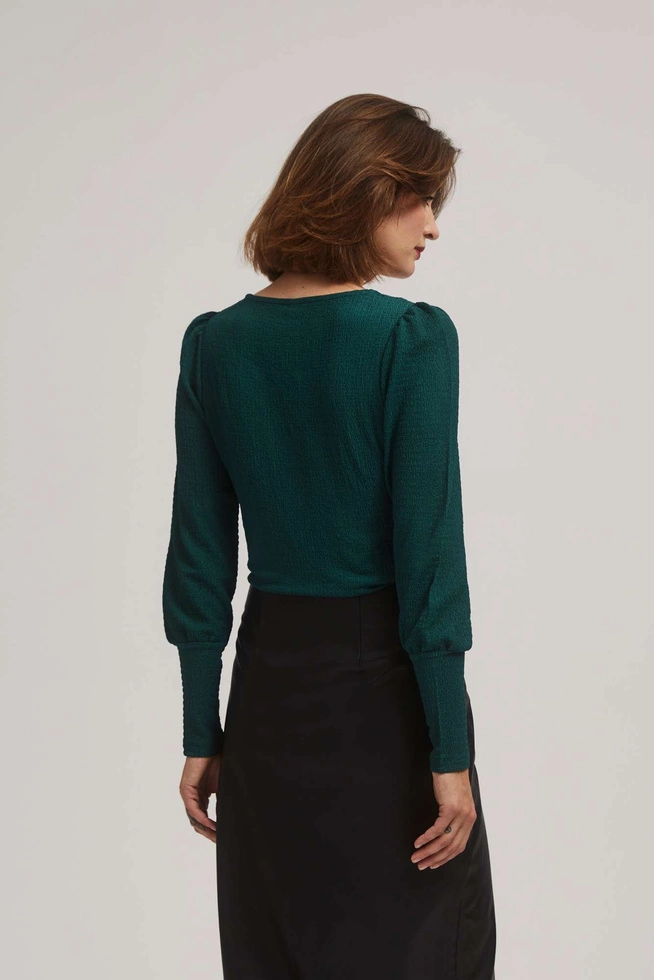 Bluzka z dekoltem w serek szmaragdowa