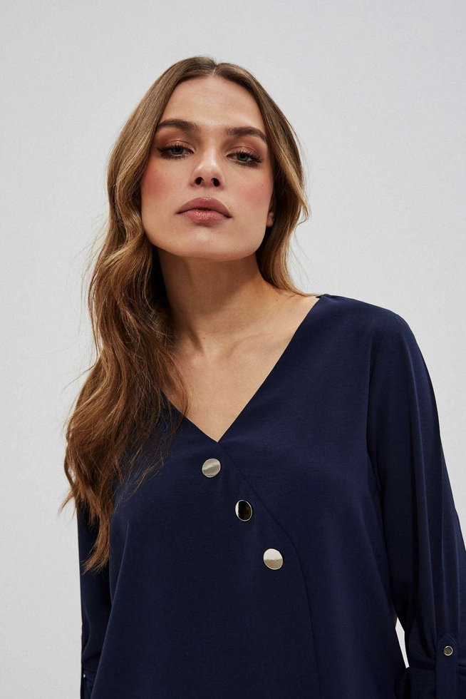 Koszula z ozdobnymi guzikami granatowa