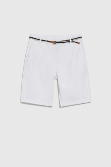 Bawełniane szorty z paskiem białe