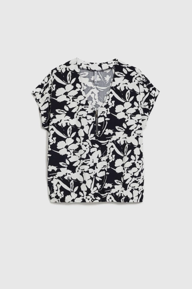 Wiskozowa koszula z zamkiem granatowa