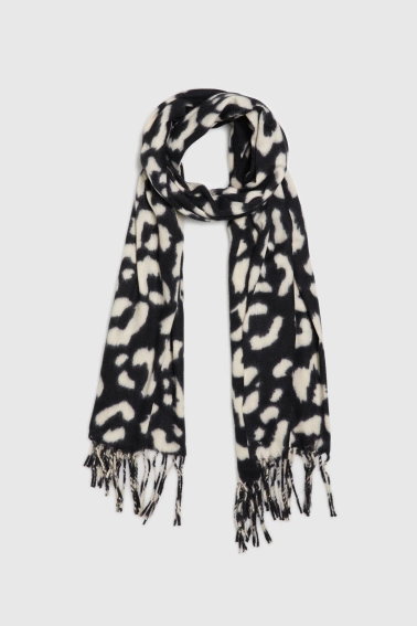Szalik w panterkę kremowy