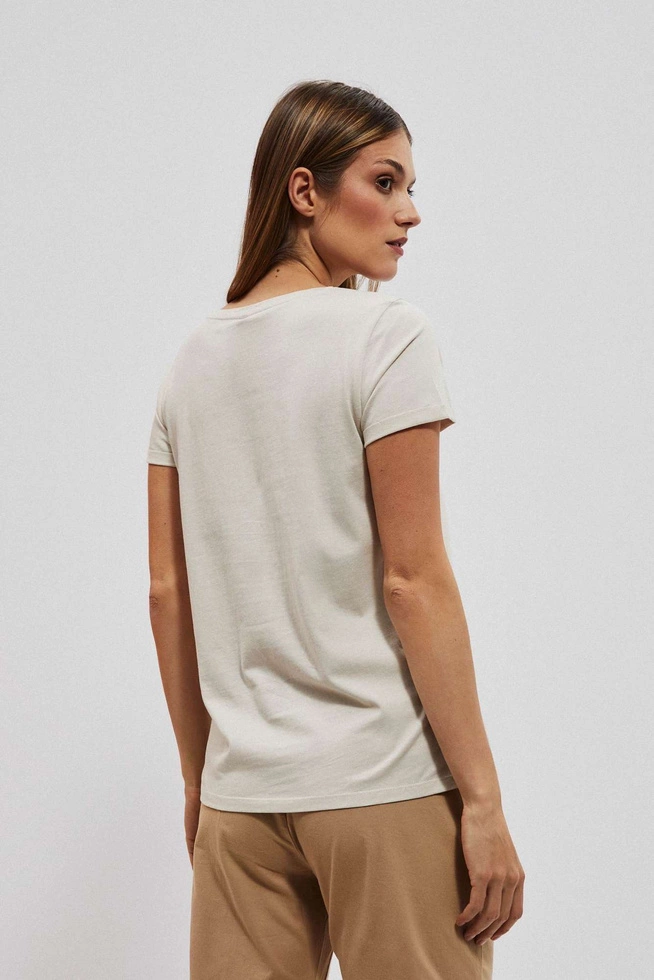 T-shirt z nadrukiem piaskowy