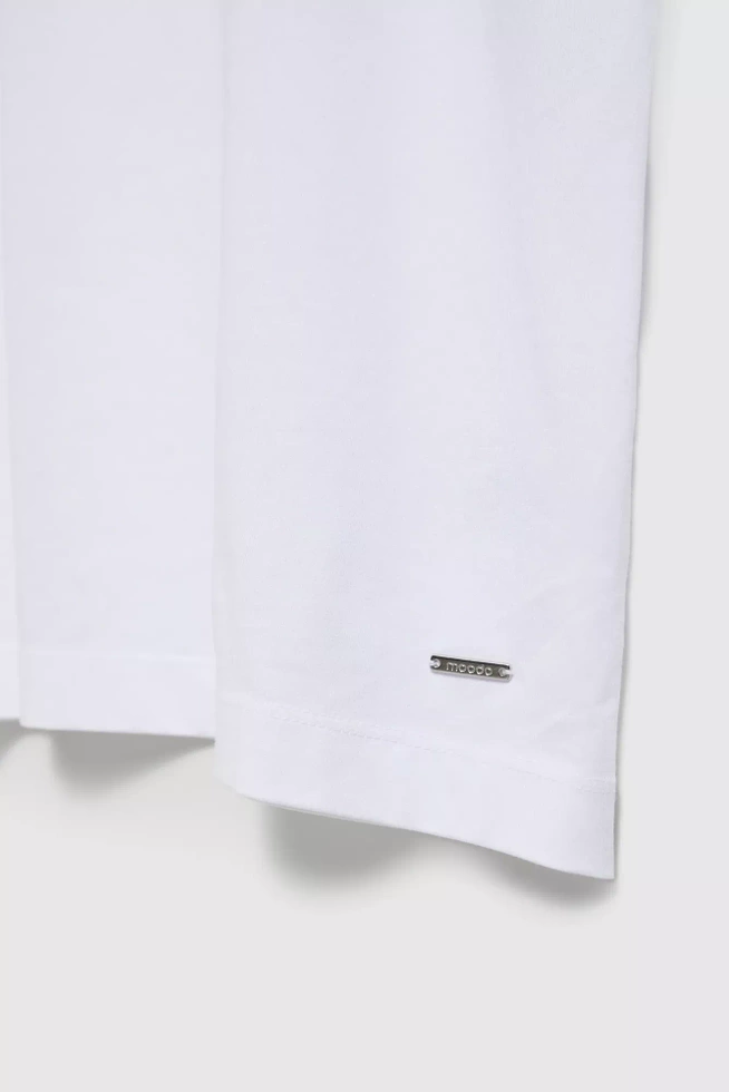 Bluzka oversize z okrągłym dekoltem biała