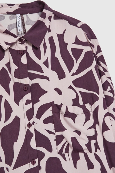 Wiskozowa koszula z wzorem fioletowa