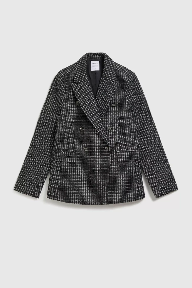 Dwurzędowa marynarka z ozdobnymi guzikami