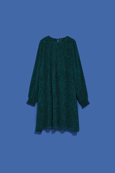 Sukienka z bufiastymi rękawami mini szmaragdowa