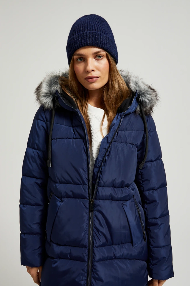 Czapka z metaliczną nitką granatowa