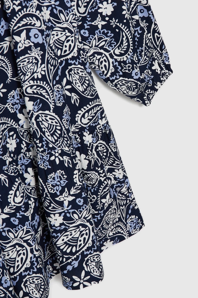 Wiskozowa sukienka z wzorem paisley granatowa