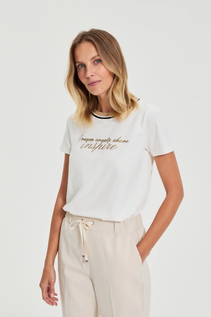 Bluzka z napisem biała