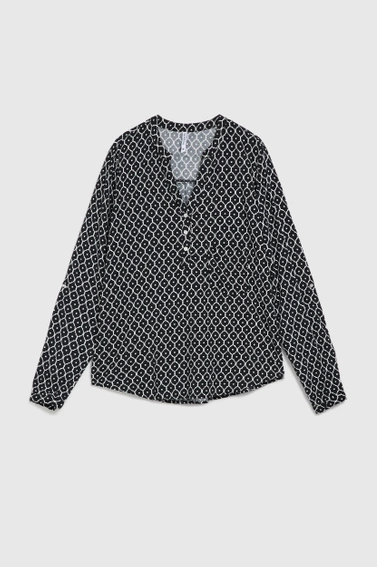 Wiskozowa koszula bez kołnierzyka czarna