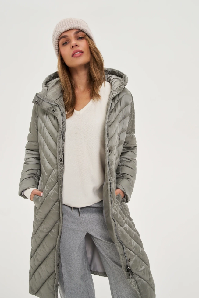 Długa kurtka oliwkowa