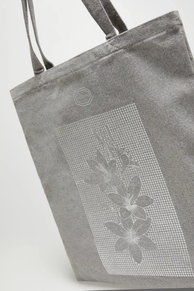 Torba shopper z nadrukiem szara