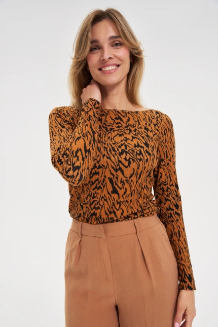 Bluzka z wzorem brązowa