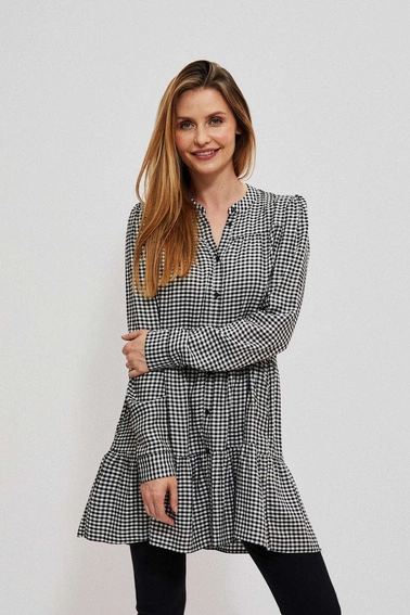 Koszula z falbaną biało czarna