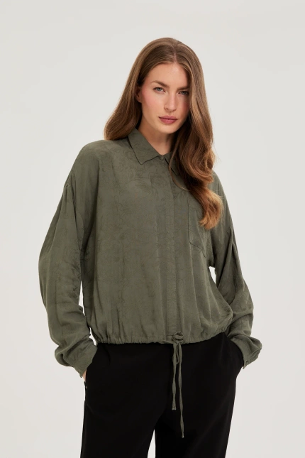 Koszula z wiskozy oliwkowa