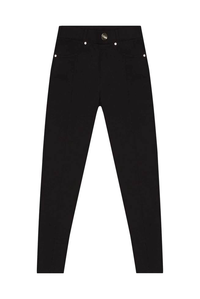 Legginsy z ozdobnym guzikiem czarne