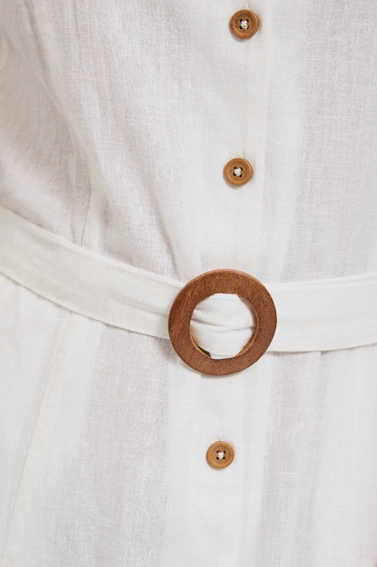 Wiskozowa sukienka z paskiemi biała