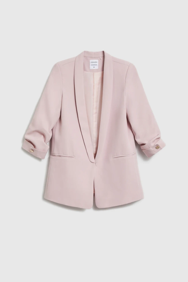 Marynarka z marszczonymi rękawami różowa