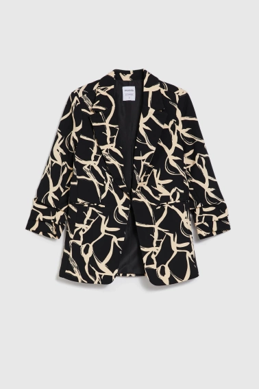 Marynarka z marszczonymi rękawami 3/4 czarna