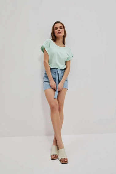 T-shirt z odkrytymi plecami miętowy