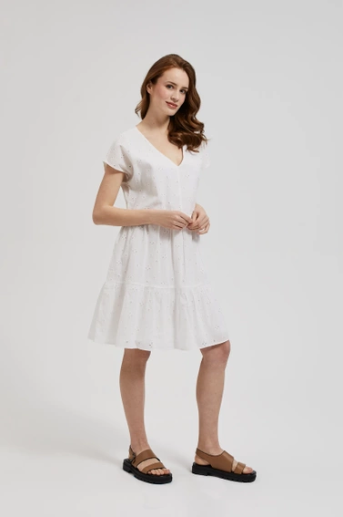 Rozkloszowana sukienka z krótkimi rękawami biała