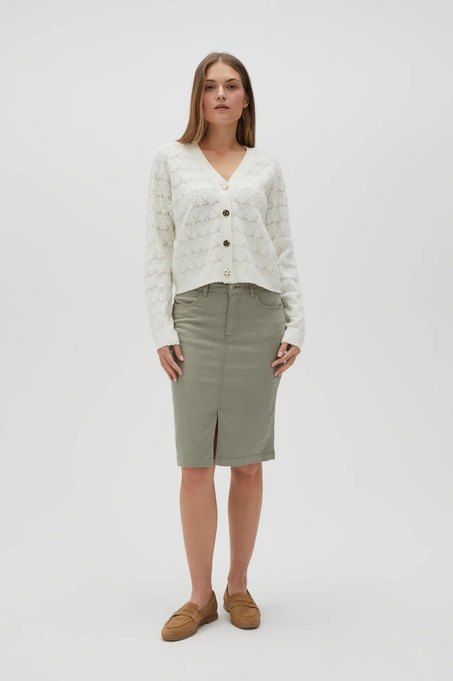 Spódnica o długości do kolan oliwkowa