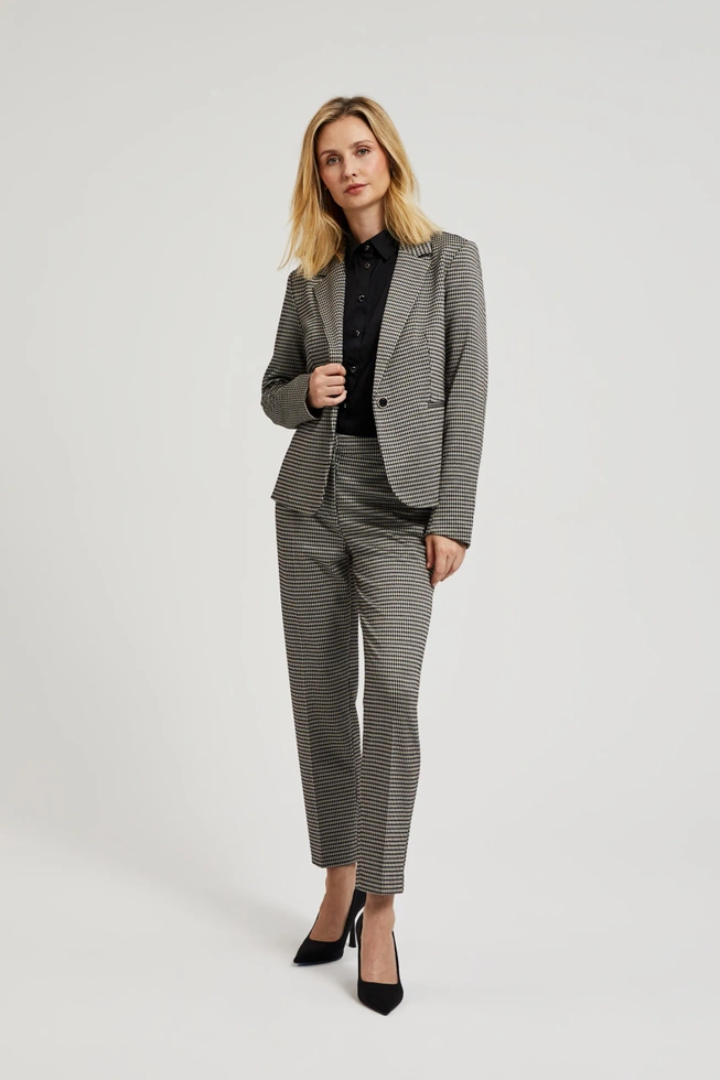 Eleganckie spodnie w pepitkę beżowe