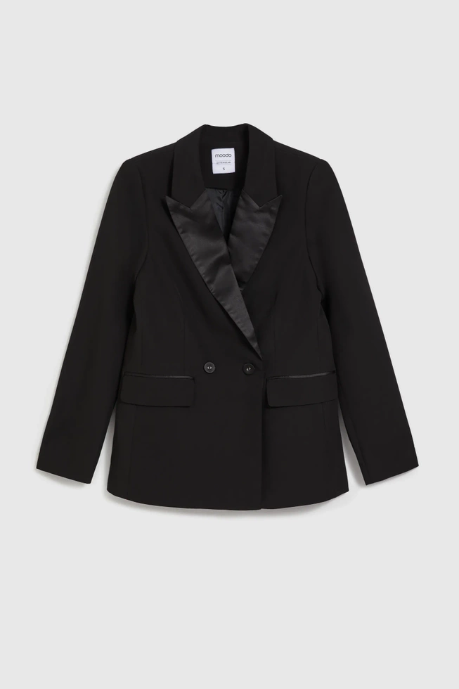Elegancka marynarka z ozdobnymi klapami czarna