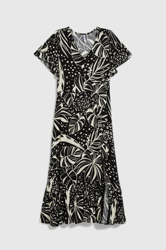 Wiskozowa sukienka z wzorem czarna