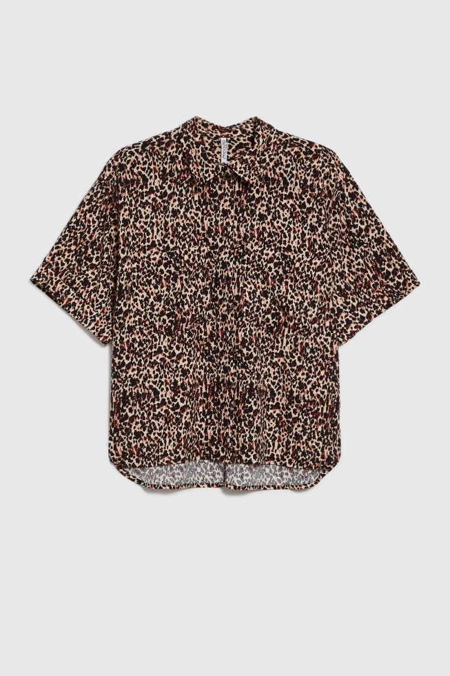 Wiskozowa koszula w panterkę czarna