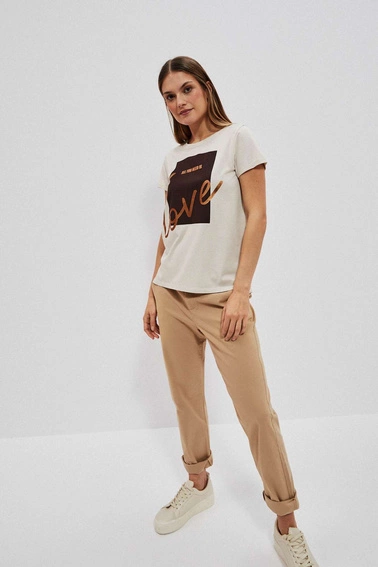 T-shirt z nadrukiem piaskowy