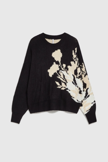 Wzorzysty sweter o luźnym fasonie czarny