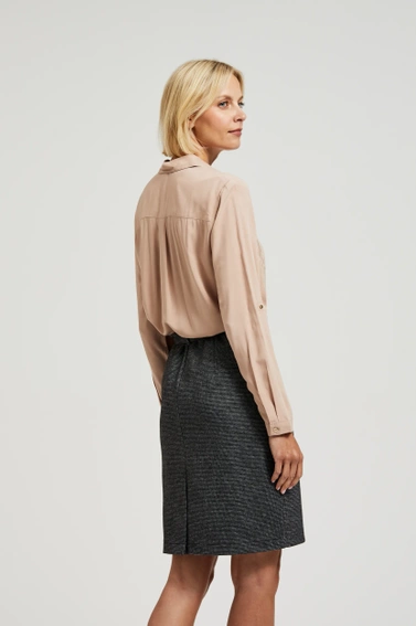 Wiskozowa koszula z kieszeniami beżowa