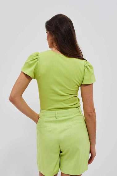 Bluzka z prążkowanej dzianiny neonowa