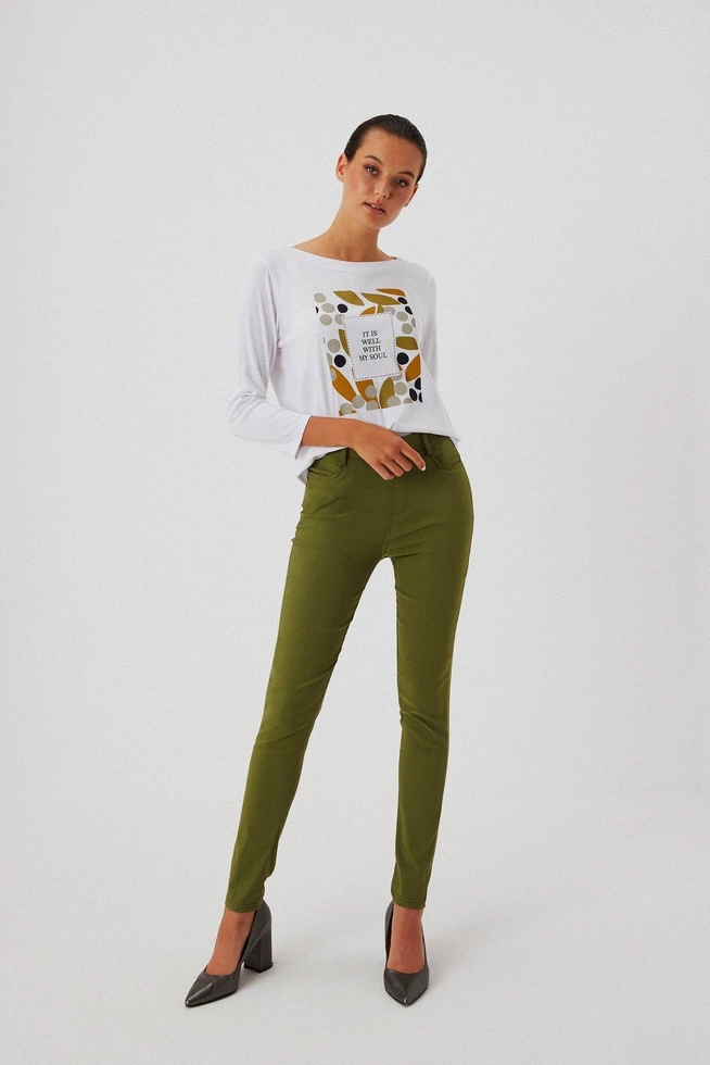 Spodnie rurki z wysokim stanem