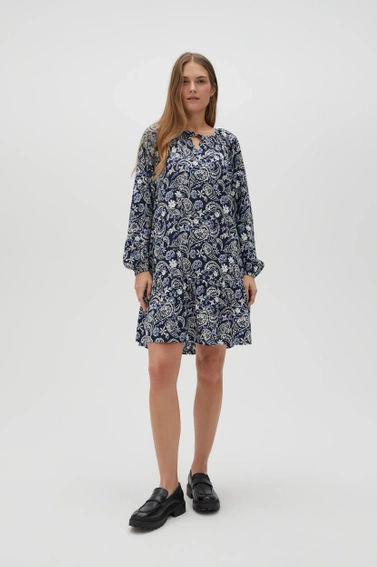Wiskozowa sukienka z wzorem paisley granatowa