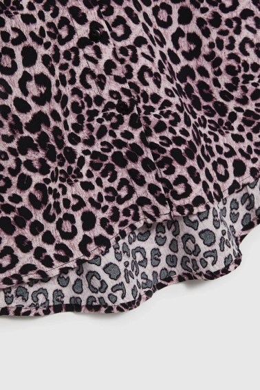 Wiskozowa koszula w panterkę różowa