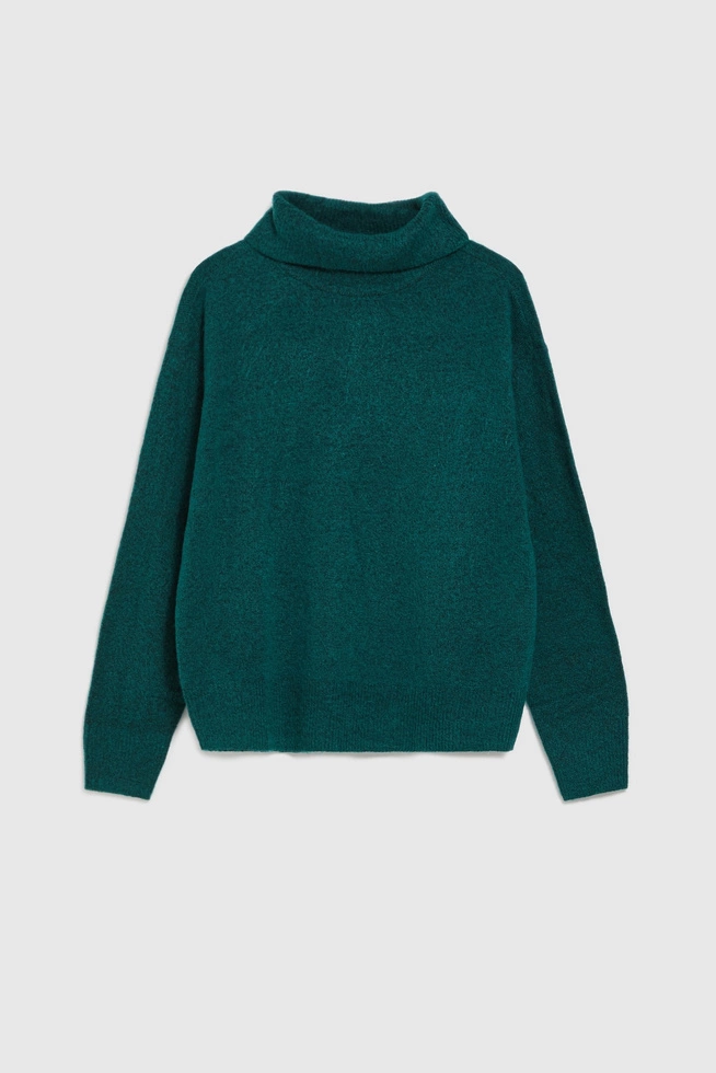 Sweter z golfem zielony