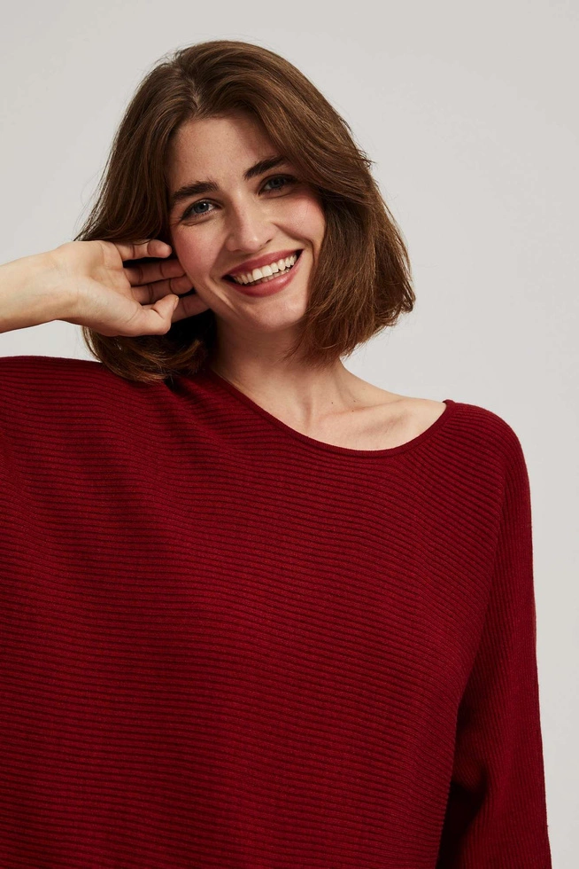 Sweter typu nietoperz bordowy