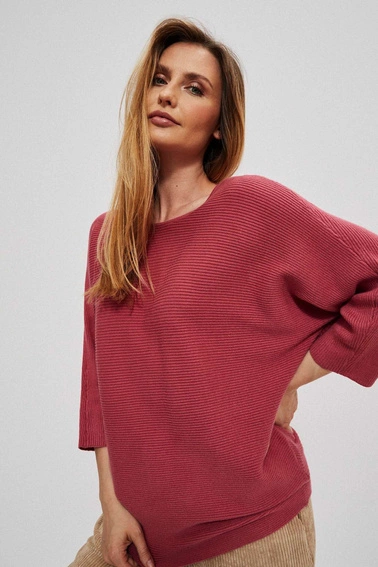 Sweter typu nietoperz różany