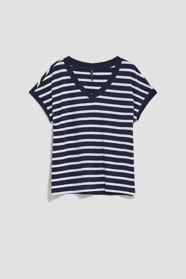 Bawełniana bluzka w paski granatowa