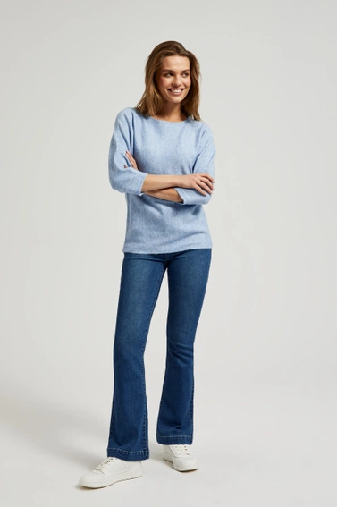 Gładkie jeansy dzwony niebieskie 