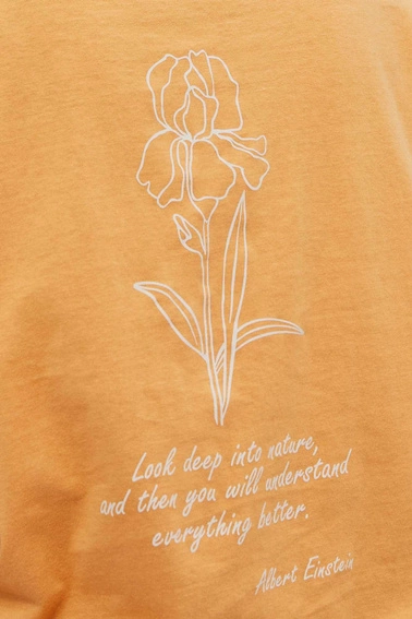 T-shirt z nadrukiem i krótkimi rękawami brzoskwiniowy