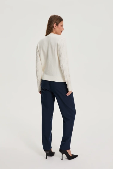 Spodnie z prostymi nogawkami w kant granatowe