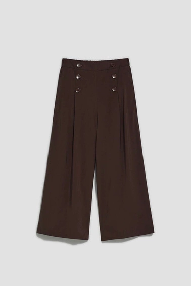 Spodnie kuloty z guzikami ciemnobrązowe