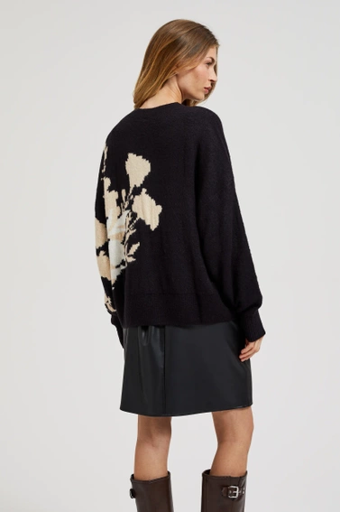 Wzorzysty sweter o luźnym fasonie czarny