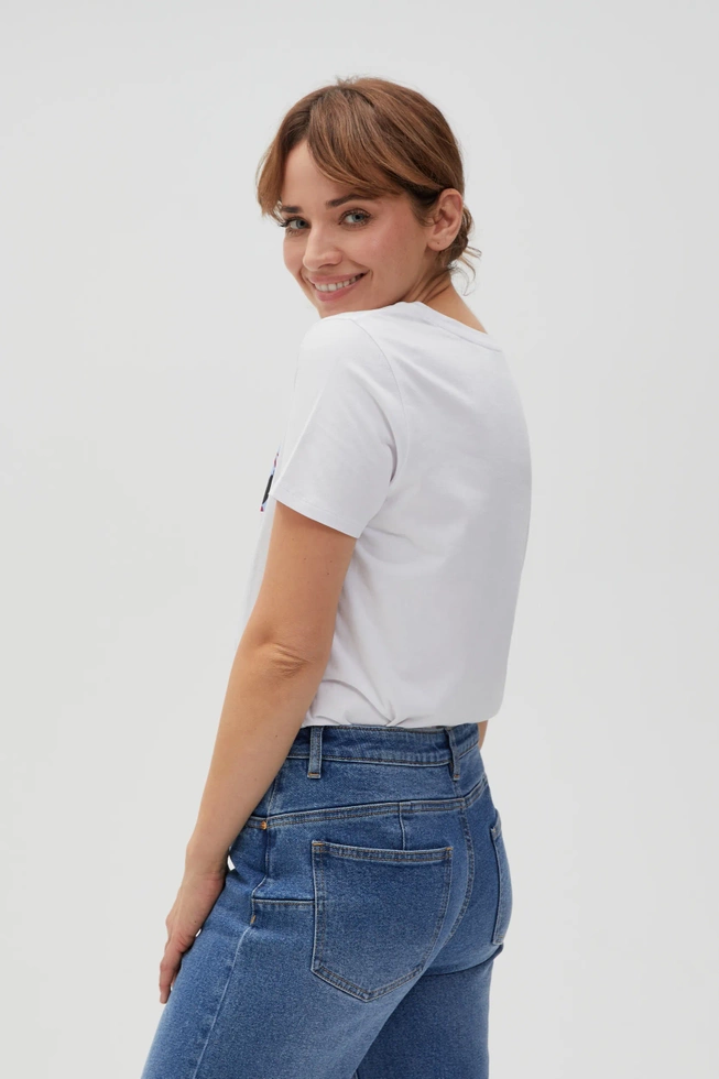 Bawełniany t-shirt z nadrukiem biały